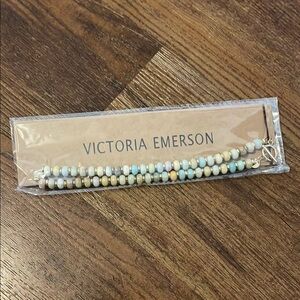 Victoria Emerson Blue and Cream Beaded Necklace